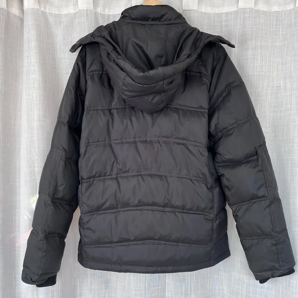 Black Down Hooded Puffer Jacket Winter Coat
